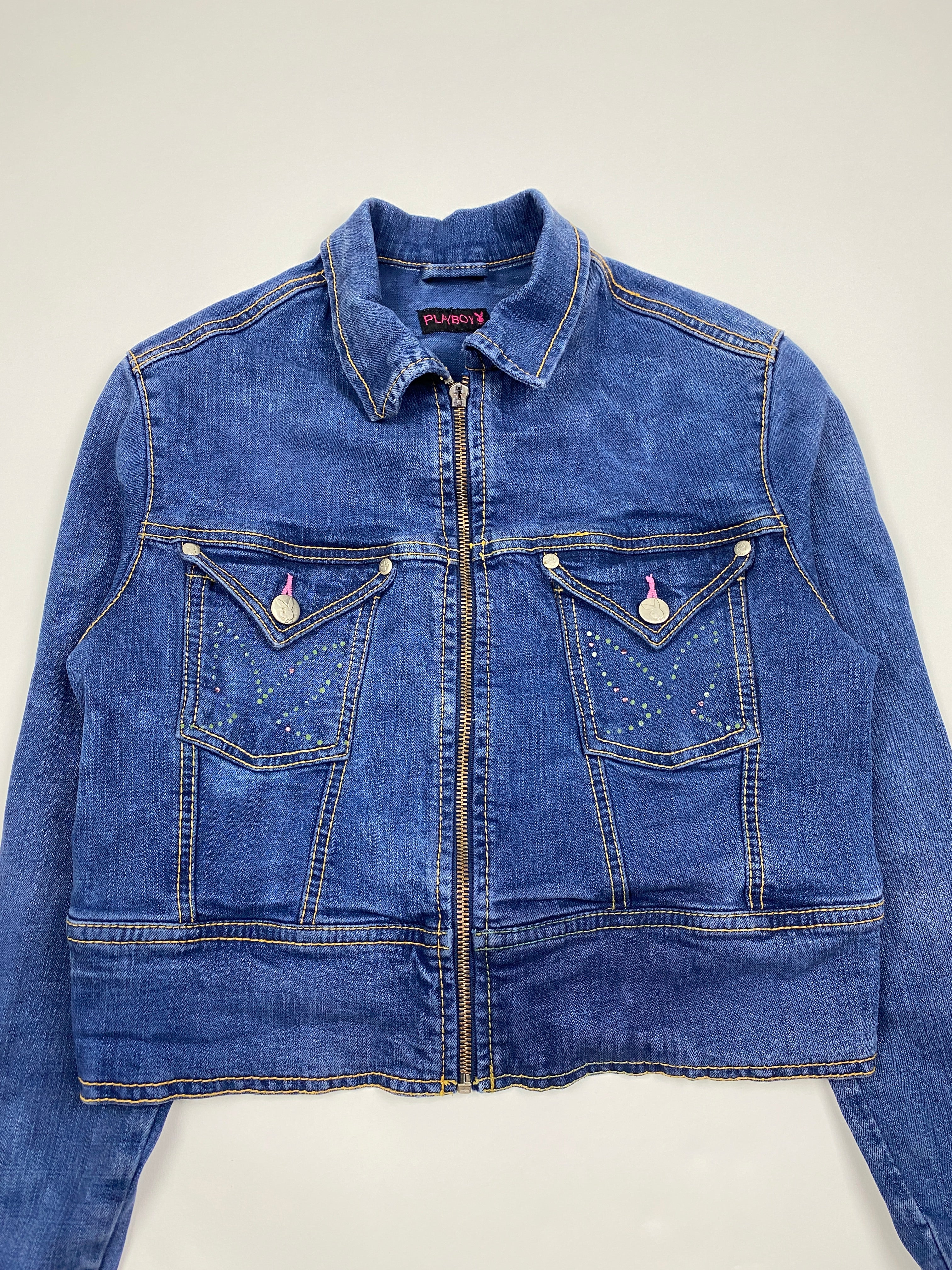 Vintage Cropped Playboy Denim Jacket