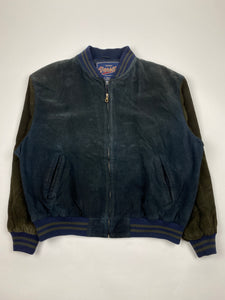 Vintage Navy and Brown Suede Varsity Jacket