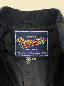 Vintage Navy and Brown Suede Varsity Jacket