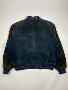 Vintage Navy and Brown Suede Varsity Jacket