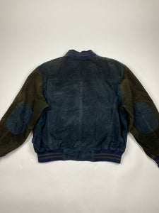 Vintage Navy and Brown Suede Varsity Jacket