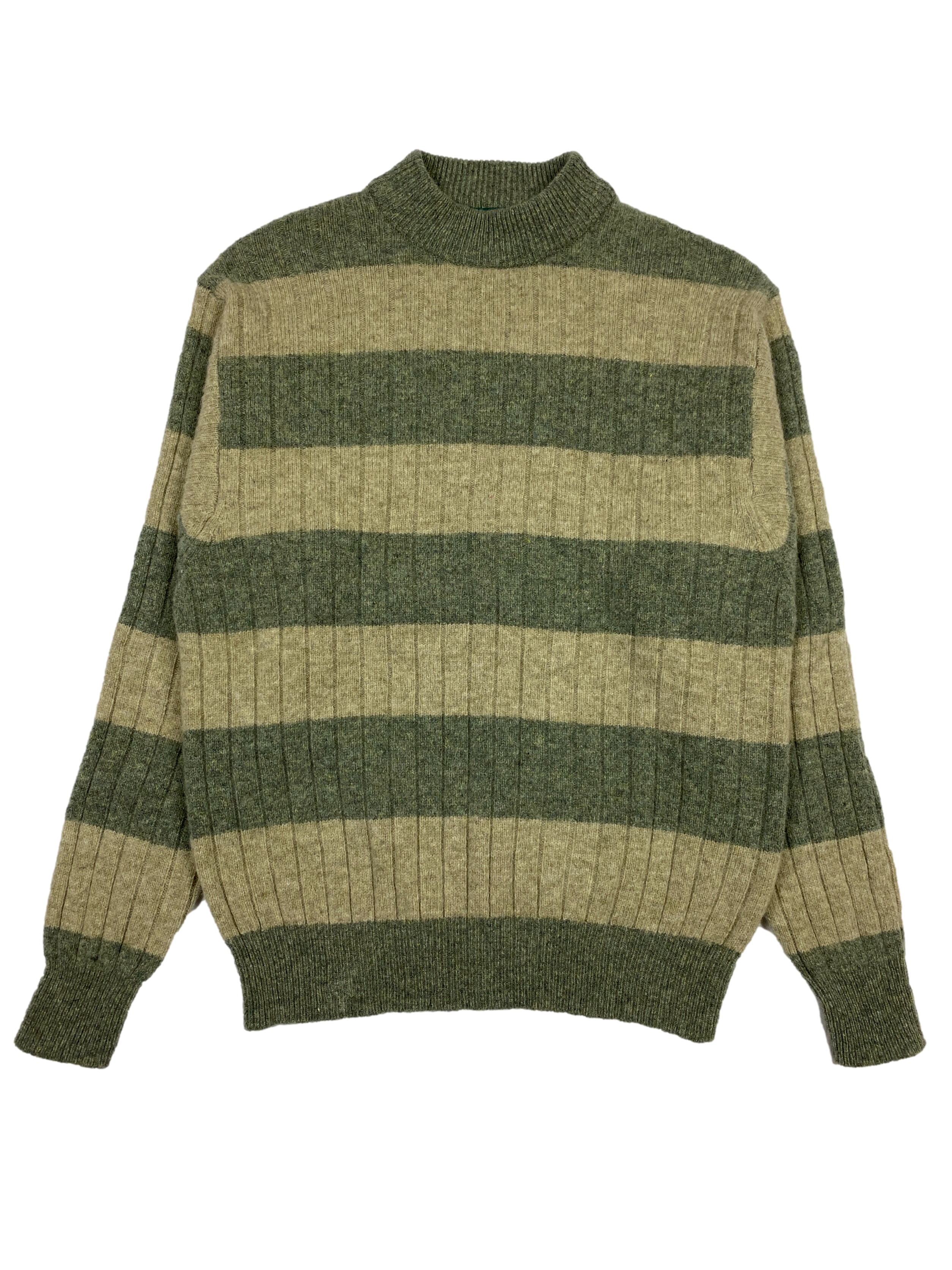 Vintage Mock Neck Green Wool Sweater