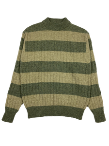 Vintage Mock Neck Green Wool Sweater